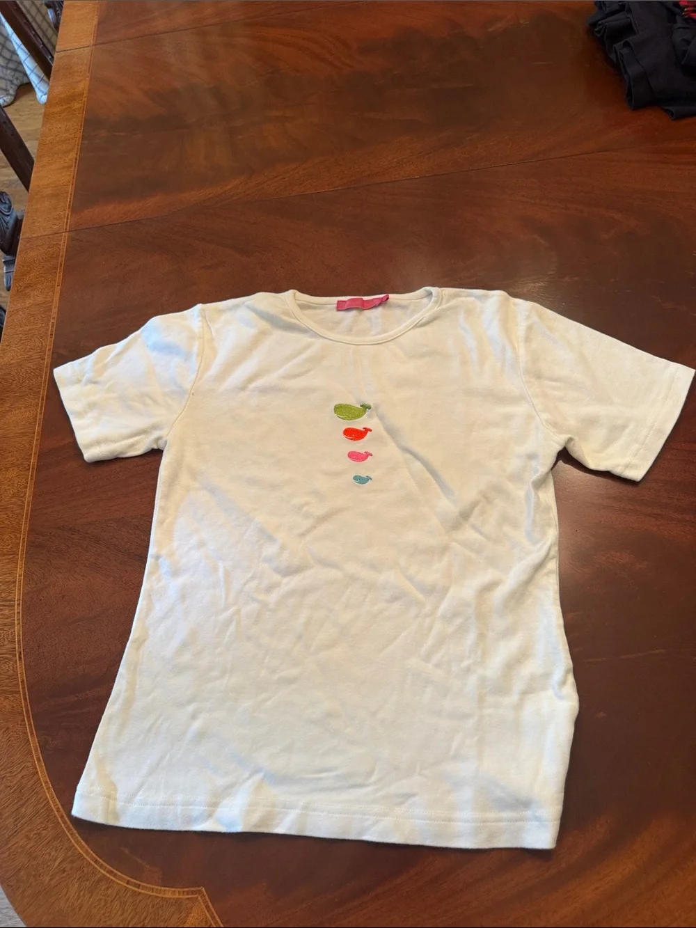 Kids Le phare de la baleine Short-Sleeve Tee with Colorful Fish Embroidery